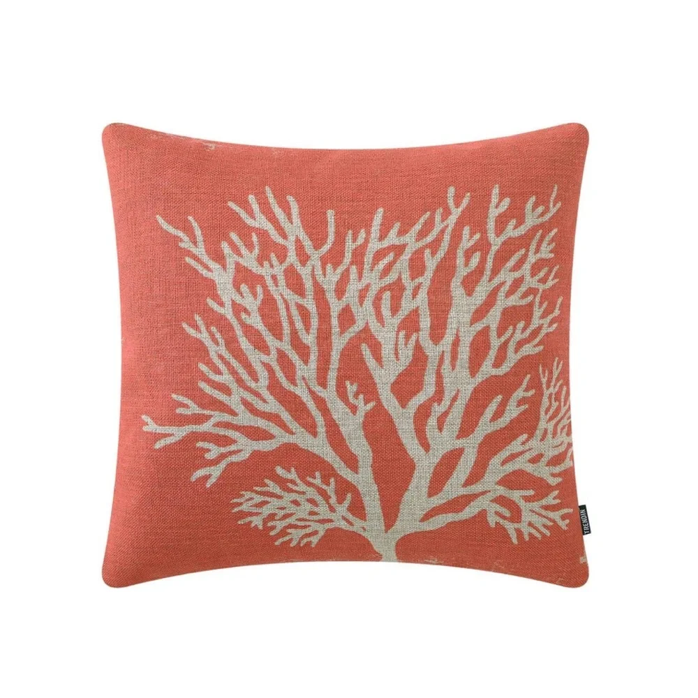 Luxury Home | Coastal Chic Nautical Coral Print Throw Pillow Cover